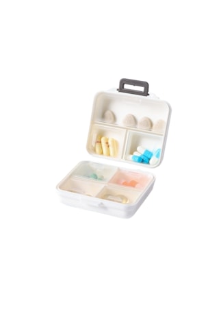 Taşınabilir İlaç Dağıtım Kutusu-beyaz Kare