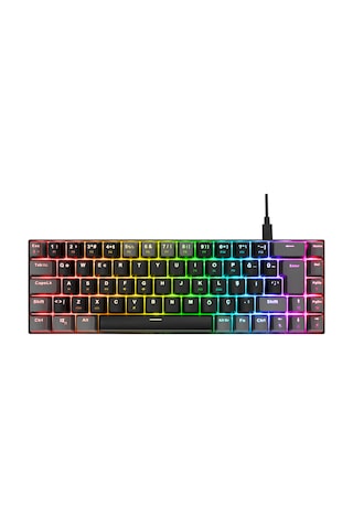 Acer Emachines Eak68 Rgb Mekanik Red Switch Mini Oyuncu Klavyesi - Siyah Gri 68 Tuş Kompakt Gaming