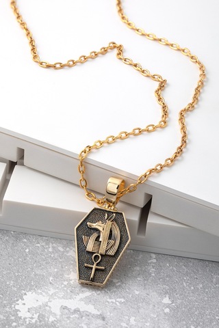 14 Ayar Altın Antik Mısır Mitolojisi Erkek Kolyesi