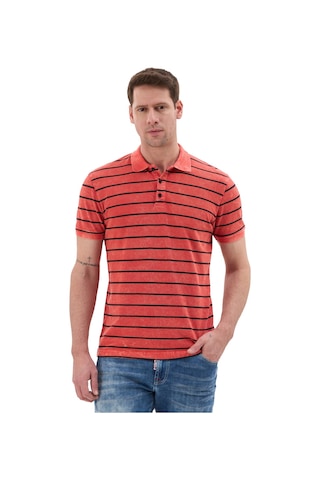 Cipo & Baxx Erkek Çizgili Polo Yaka Basic T-shirt - Ct858 Red