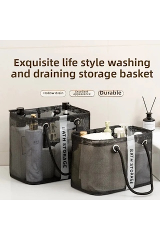 Reedark Süper Geniş Ağızlı Banyo Sepeti - Folding Şeffaf Organizer Çanta, Büyük Kapasiteli Duş Gereçleri Saklama Siyah Alçak Model Diğer