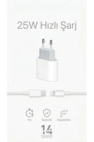25w Hızlı Şarj Adaptörü Usb-c To Lightning Kablo Seti Güçlü Güvenli Hızlı Şarj Cihazı Dayanıklı