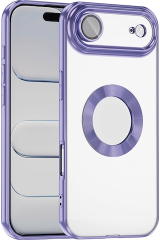 Apple Uyumlu iPhone 17 Air Kılıf Kamera Korumalı Logo Gösteren Zore Omega Kapak - Lila Lila