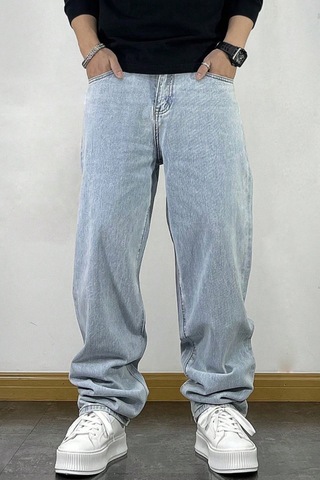 Cool Tarz Erkek Mavi Rahat Kesim Baggy Pantolon Mavi Mavi