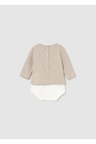 Mayoral Newborn Erkek Bebek Cıtçıtlı Sweatshirt Krem Krem