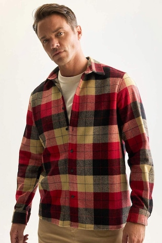 DeFacto Regular Fit Polo Yaka Kareli Oduncu Flanel Uzun Kollu Gömlek D7190AXNSBR59