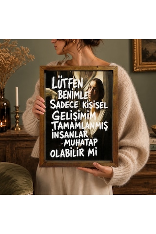 Bk Gift Vintage Klasik Sanat Esprili Sözlü Masif Ahşap Çerçeveli Dekoratif Tablo - 4