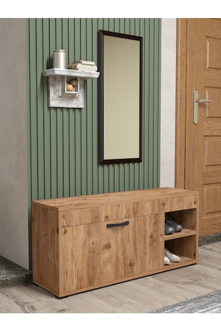 Ayakkabılık Çok Amaçlı Kapaklı Dolabı 90 Cm Modern Ayakkabı Dolabı Raflı Organizer 190 Atlantik Çam Çok Renkli
