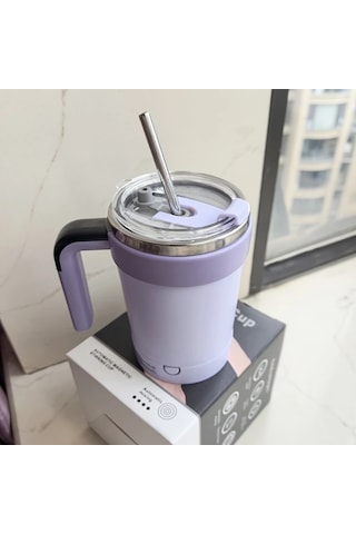 Motion003 Sıdajıa Taşınabilir Kahve Karıştırma Kupası Mor Samanlı Usb Şarj 350ml Kapasiteli Manyetik Otomatik Karıştırma Elektrikli Kahve Tozu Demleme