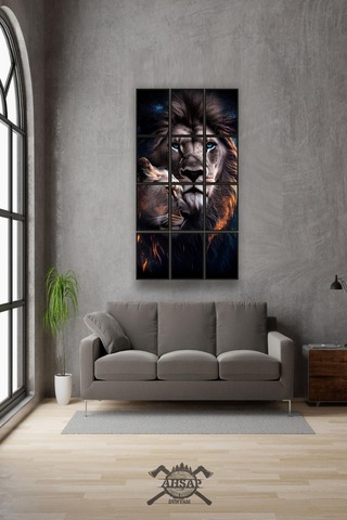 12 Parça Sevgili Aslan Çerçeve Görünümlü Mdf Tablo Duvar Süsü Hediyelik Eşya 45cm X 85cm Renkli - 602524267 Renkli