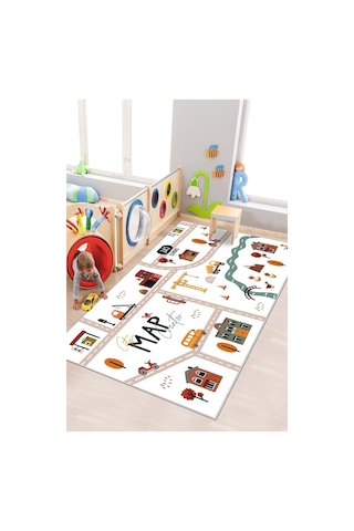 West Home Oyun Halısı Makinede Yıkanabilir Kaymaz Taban Leke Tutmaz Antibakteriyel Çocuk Odası Halısı Wh 505 White Beyaz