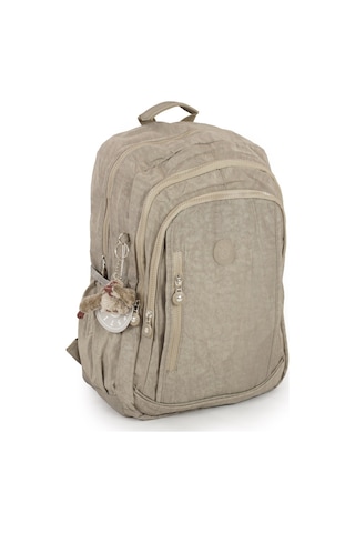 571 Krinkıl / Klinkır Su Geçirmez Hafif Çok Gözlü Spor, Seyahat, Okul, Laptop Sırt Çantası Bej 1d Bej