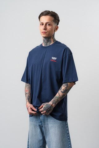 Respire Erkek Cadillac Baskılı Oversize T-shirt Lacivert