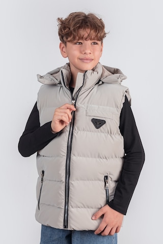 Kapüşonlu Erkek Çocuk Nova Kumaş Şişme Yelek Bej