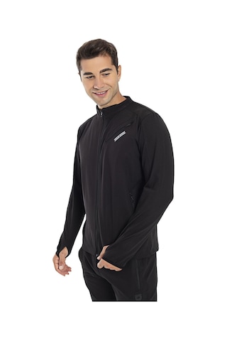 Erkek Dalgıç Parmaklıklı Spor Sweat Siyah