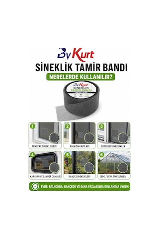 Sineklik Tamir Bandı 2 Metre X 48 Mm Yapışkanlı File Onarım Bandı Pencere Balkon Kapı Sineklik Yama Bandı