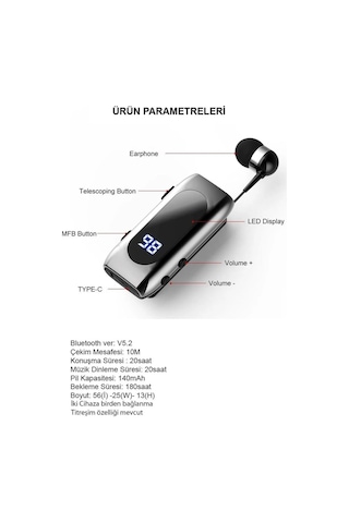 Ds-f210 Led Ekranlı Makaralı Bluetooth Kulaklık 25 Saat Kesintisiz Kullanım