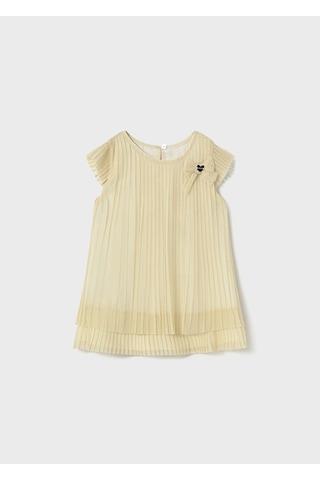 Mayoral 1907 Kız Çocuk Krem Pileli Tül Elbise KREM