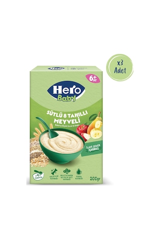 Hero Baby Sütlü 8 Tahıllı Meyveli 200g X3