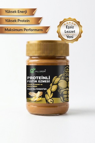 Proteinli Fıstık Ezmesi Muz Fıstık Proteini, Maca Kökü Tozu İle 325 Gr
