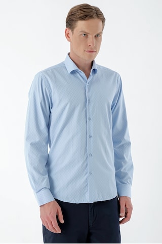 Morven Erkek A. Mavi Trend Çizgili Panolu İtalyan Yaka Slim Fit Gömlek 24mc004014311 A. Mavi