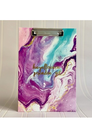 Hayallerinin Peşinden Git Tasarımlı Sekreterlik Kalemlik Mor Renk