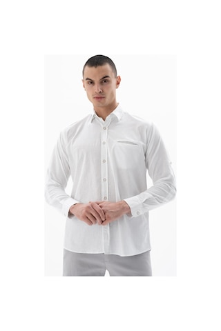 Arma Erkek Uzun Kollu Regular Fit Keten Gömlek Y25485117101 Beyaz