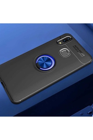 Samsung Uyumlu Galaxy A10s Kılıf Zore Ravel Silikon Kapak Siyah-Mavi