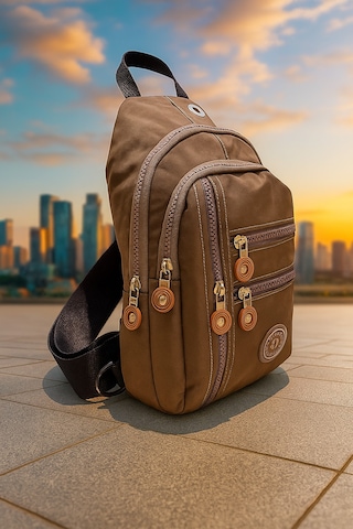 Newish Polo Kadın Krinkıl Kumaş Çapraz Tek Kol Göğüs Ve Omuz Sırt Çantası-crossbody Bag Sütlü Kahve