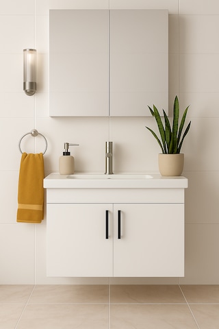 Dmz Home Concept Liventa 65 Cm Mdf Beyaz Banyo Dolabı Takımı Beyaz
