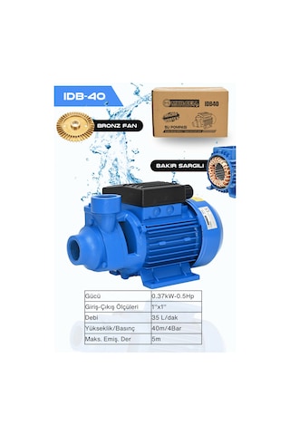 Idb40 Bakır Sargı Su Pompası 0.37-kw -0.5 Hp