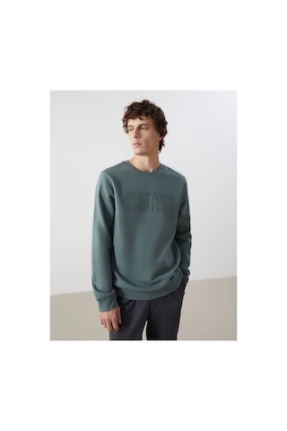 LC Waikiki Lcwk Bisiklet Yaka Uzun Kollu Baskılı Kalın Erkek Sweatshirt Mat Yeşil