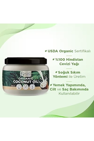 Nature's Supreme Organik Hindistan Cevizi Yağı 300 Ml 2 Adet 600 ML