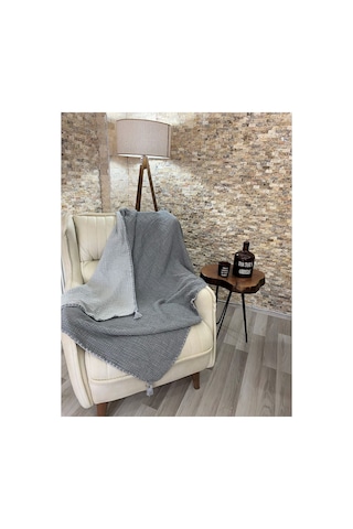 Müslin Koltuk Şalı / Tv Battaniyesi %100 Pamuk 120x180 Cm Antrasit