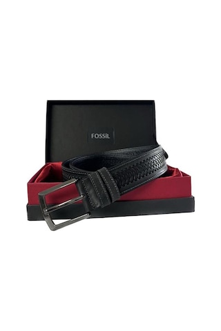 Fossil Gri Desenli Hakiki Deri Spor Kemer 4cm-125cm Gri