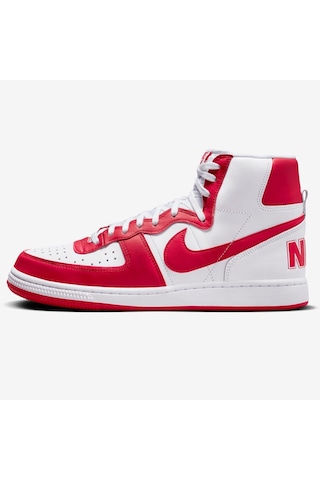 Nike Terminatör High Sneaker White Red Lethar Hakiki Deri Erkek Günlük Spor Ayakkabı Beyaz Kırmızı Beyaz