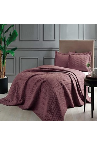 Taç Glory Kendinden Desenli%100 Polyester Yatak Örtüsü Seti, Bordo, Tek Kişilik Çok Renkli