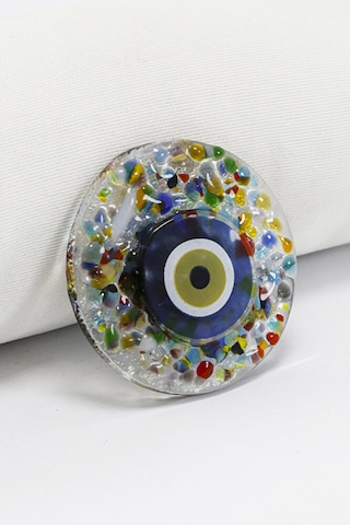El Yapımı Kırıntılı Cam Nazar Boncuklu Magnet, Hediyelik Mıknatıs