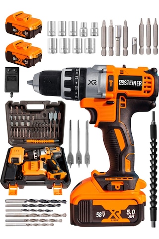 Steiner XR 58 V 5Ah Trnc Li-ion Çift Akülü Şarjlı Vidalama Matkap + Pro Set