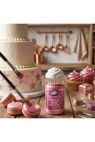 Dr. Gusto Sparkle Sıvı Metalik Boya Pembe Yenilebilir Pasta Ve Tatlı Dekor Boyası