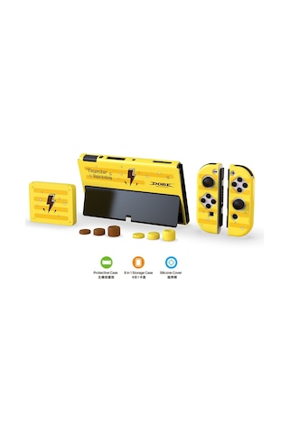 Switch Oled 3in1 Standlı Rnkli Kılıf Analog Yükseltici Ve Koruyucu Kart Kutusu Sarı