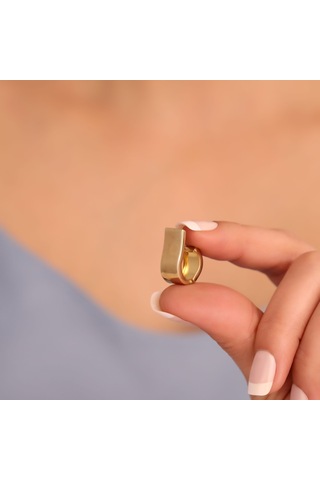 Nox Jewelry 925 Ayar Soru İşareti Temalı Hafif Parlak Tasarım Gümüş Küpe - E00268 Gold