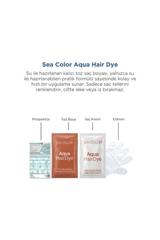 Sea Color Aqua Hair Dye Vegan & Amonyaksız Su İle Aktive Edilen Kalıcı Saç Boyası Toz 5.0 Açık Kahve