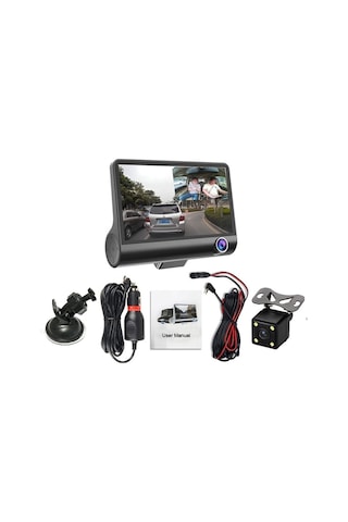 3 Kameralı 1080p Yol Kayıt Araç Kamerası Türkçemenü Üç Kameralı