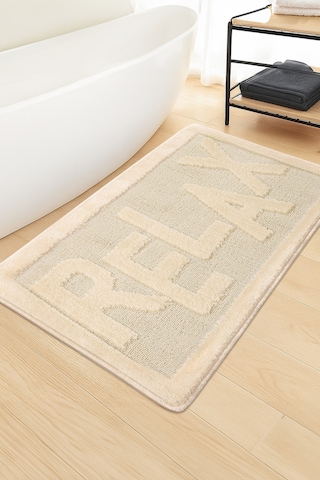 Doğal Kaymaz Taban Banyo Paspas Uzun Ömürlü Yumuşak Dokulu Su Emici Yıkanabilir Relax 60x100 Krem