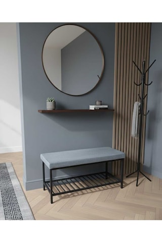 Özcan Metal Metal Ayaklı Raflı Bench Puf Bank Antre Mutfak Salon Yatak Odası Puf Bank 105 40 Mavi