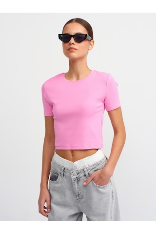 Dilvin Crop T-shirt 101a30124 Pembe