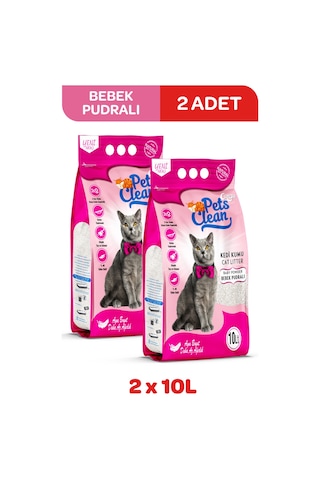 Pets Clean Kedi Kumu Pudralı 10lt 2li