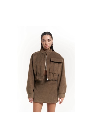 Tenby Soft Kahve Crop Ceket-etek Takım Soft Kahve