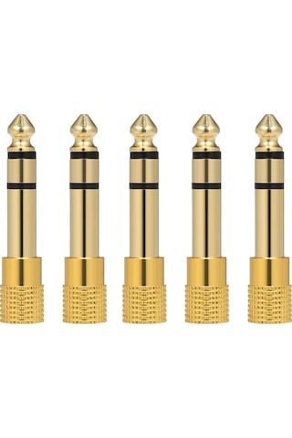 Symbee 5 Adet Altın Metal 6.35mm'den 3.5mm'ye Ses Dönüştürücü Adaptörü